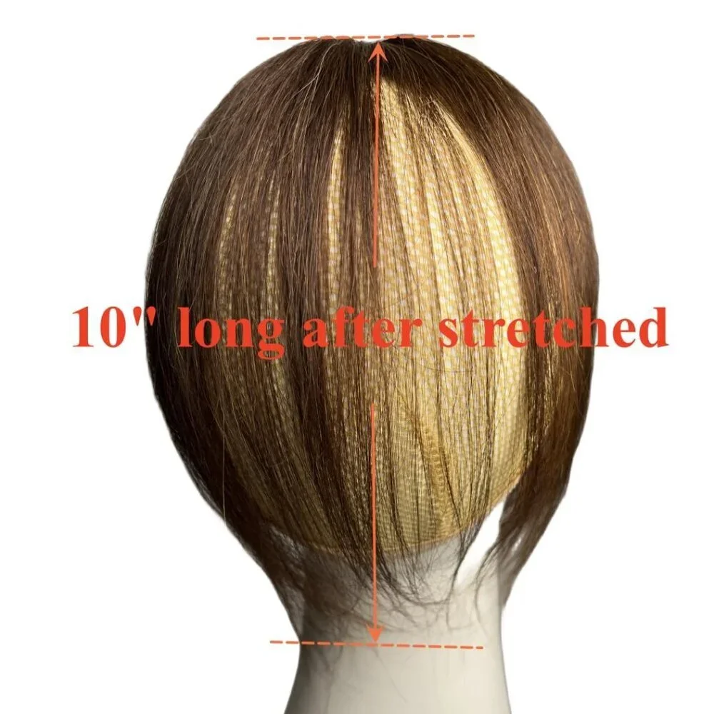 Human Hair Clip-In Bangs Blonde 10 Inch Light Brown Natural Full Coverage